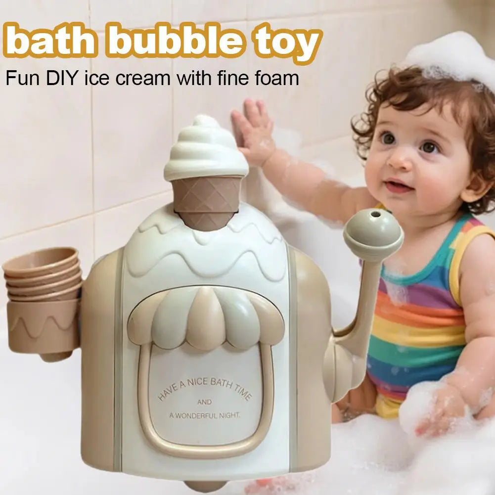 Toddler Ice Cream Maker Foam Machine - Bath Time Car Toy for Kids Lovely Bubble Play Baby Shower Gift